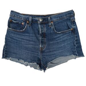 Levi's 501 Women's Button Fly High Rise Cut-Off Denim Blue Jean Shorts Size‎ 31